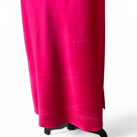 90s Fuchsia Silk Slip Dress – Fairycore Romantic [M] - Picture 6 of 8